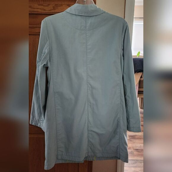 Gap Factory Store Blue Grunge Lightweight Cotton Trench Coat Women’s Small - Picture 3 of 6